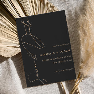 Einfache Tan Black Modern Handgeschriebenes Skript Save The Date