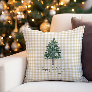 Einfache Tanne Weihnachtsbaum auf neutralem Ging Kissen
