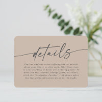 Einfache Taupe-Beige-Hochzeitsdetails in solider F