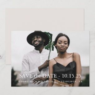 Einfache Taupe Elegante Ein Foto Hochzeit Save The Date