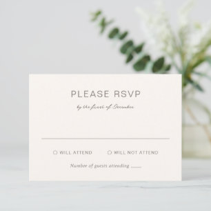 Einfache Taupe Elegante Hochzeit RSVP Karte