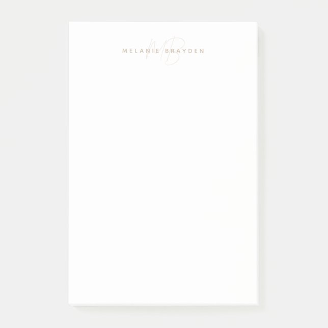 Einfache Taupe Minimalistisch Zwei Monogramm Name Post-it Klebezettel (Vorderseite)