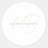 Einfache Taupe Minimalistisch Zwei Monogramm Name