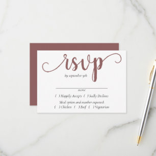 Einfache Taupe-Script   Wüste Rose Event Entree RSVP Karte