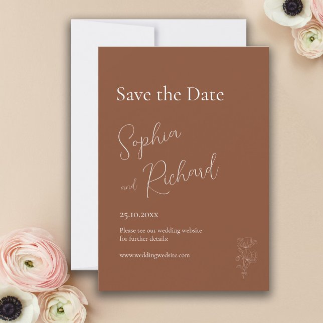 Einfache Terracotta Boho Save The Date (Von Creator hochgeladen)
