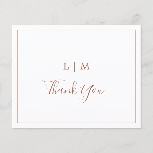 Einfache Terracotta Budget Hochzeit Danke Karte (Vorderseite)