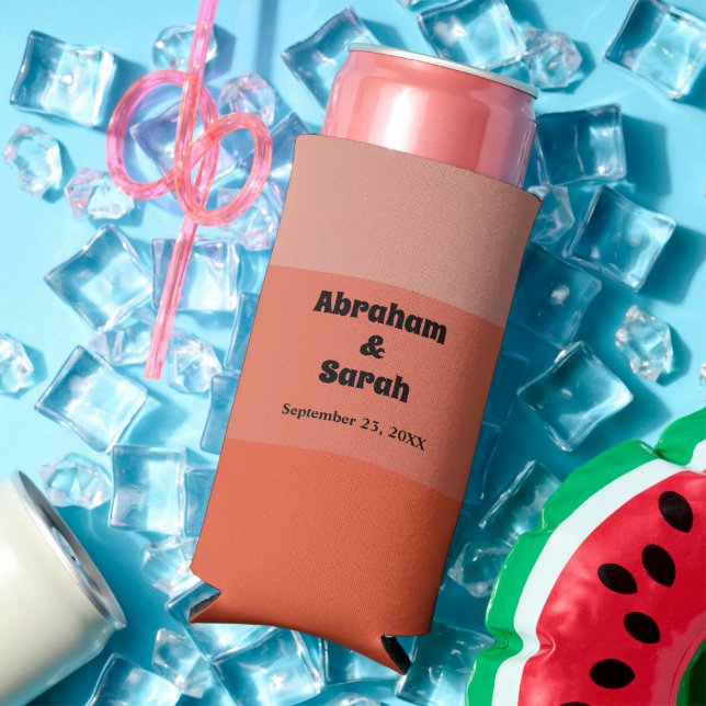 Einfache Terracotta Earth Tones Ombre-Gastgeschenk Selters Dosenkühler (In Situ Sommer)