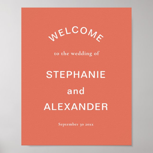 Einfache Terracotta Herzlich Willkommen beim Hochz Poster (Vorne)