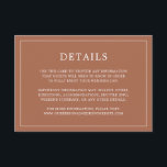 Einfache Terracotta Monogram Hochzeit Begleitkarte<br><div class="desc">Einfache Terracotta Hochzeitskasse mit modernem und elegantem Design mit Details umgeben von einem dünnen Rand. Der gesamte Text ist weiß über einen verbrannten orangen/rostfreien Hintergrund. Die Schriftart und Hintergrundfarben können durch Anklicken des Buttons "Anpassen" in beliebig viele Farben geändert werden. Ein elegantes und stilvolles Design, das sich ideal für ein...</div>