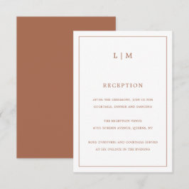 Einfache Terracotta Monogram Hochzeit Begleitkarte
