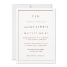 Einfache Terracotta Monogram Hochzeit