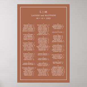 Einfache Terracotta Monogram Hochzeit Poster