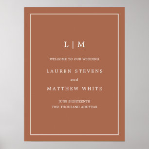 Einfache Terracotta Monogram Hochzeit Poster