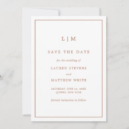Einfache Terracotta Monogram Hochzeit Save The Date