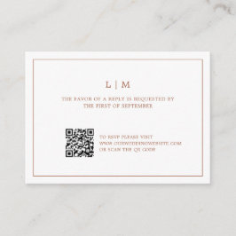 Einfache Terracotta Monogram QR Code Wedding RSVP Mitteilungskarte