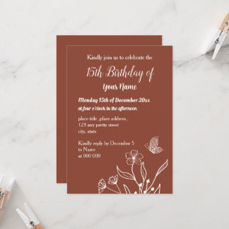 Einfache Terrakotta-Blumengeburt Einladung