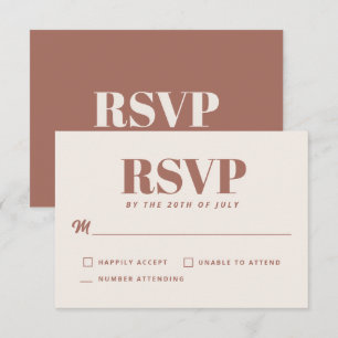 Einfache Terrakotta-Moderne-Minimalistische-Hochze RSVP Karte