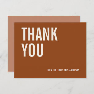 Einfache Terrakotta Typografie Bridal Dankeschön K Dankeskarte