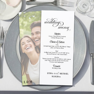 Einfache Text-Foto-Overlay 4x9'' Hochzeitsmenü Menükarte