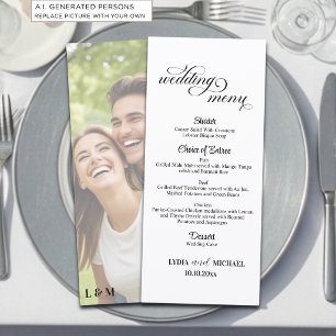 Einfache Text-Foto-Overlay 4x9'' Hochzeitsmenü Menükarte