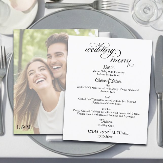 Einfache Text-Foto-Overlay-Hochzeitsmenü (Von Creator hochgeladen)