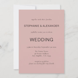 Einfache Text nur QR Code Dusty Pink Wedding Einladung