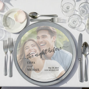 Einfache Text-Overlay-Foto Die Nacht zuvor Pappteller