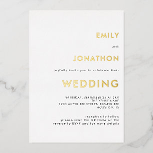 Einfache Text QR Code Hochzeitsweißgold Real Folieneinladung
