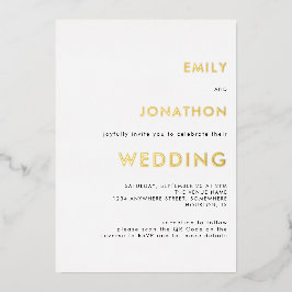 Einfache Text QR Code Hochzeitsweißgold Real Folieneinladung