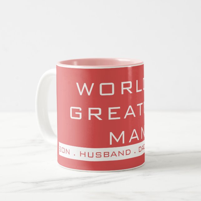 Einfache TextTypografie Zweifarbige Tasse (Vorderseite Links)