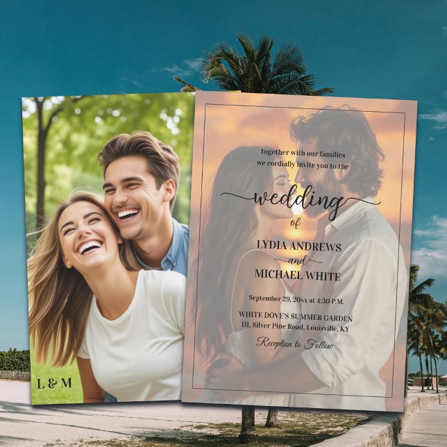 Einfache Textüberlagerung Foto Hochzeit Einladung (Von Creator hochgeladen)