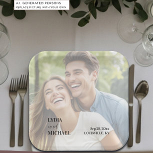Einfache Textüberlagerung Foto-Hochzeit Pappteller