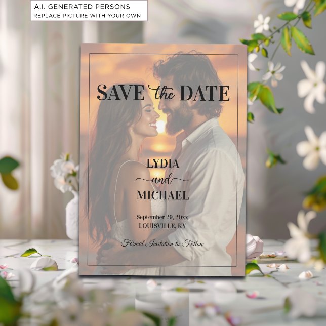 Einfache Textüberlagerungs-Foto Save The Date (Von Creator hochgeladen)