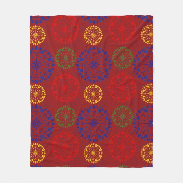 Einfache, texturierte Mandala Fleecedecke (Vorderseite)