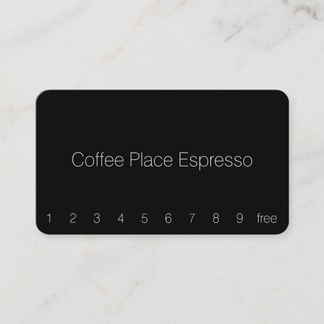 Einfache Thin Dark Loyalty Coffee Punchcard Treuekarte (Vorderseite)