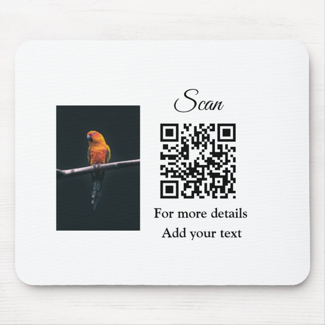 Einfache Tiernamendetails QR-Code Textfoto hinzufü Mousepad (Vorne)