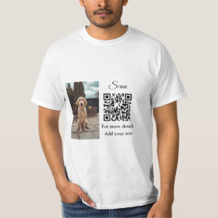 Einfache Tiernamendetails QR-Code Textfoto hinzufü T-Shirt