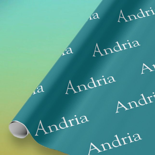 Einfache Tile Monogram | Editable Blue Green Geschenkpapier (Von Creator hochgeladen)