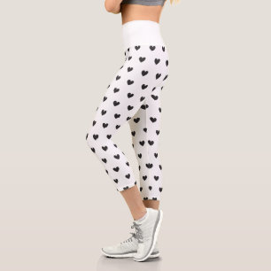 Einfache Tiny Heart Pattern - Schwarz und Weiß Mäd Capri Leggings