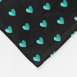 Einfache Tiny Heart Pattern - Schwarze und Aquamar Fleecedecke