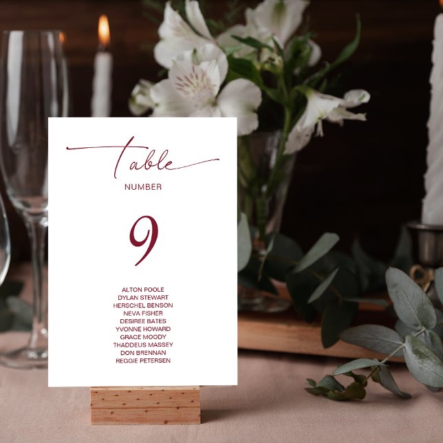Einfache Tischnummer für einfache Hochzeitgäste (Simple Basic Wedding Guest Names Table Number)