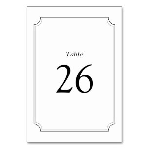 Einfache Tischnummer für Hochzeiten in Schwarzweiß