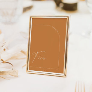 Einfache Tischnummer Terracotta Wedding