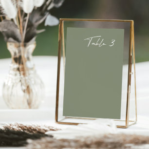 Einfache Tischnummer von Dusty Green Modern Weddin