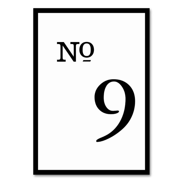 Einfache Tischnummern für Schlichte Hochzeiten (Vorderseite)