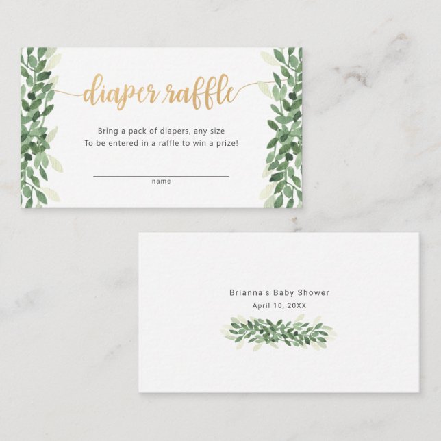 Einfache Tombola für Grünpflanzen Visitenkarte (Vorne/Hinten)