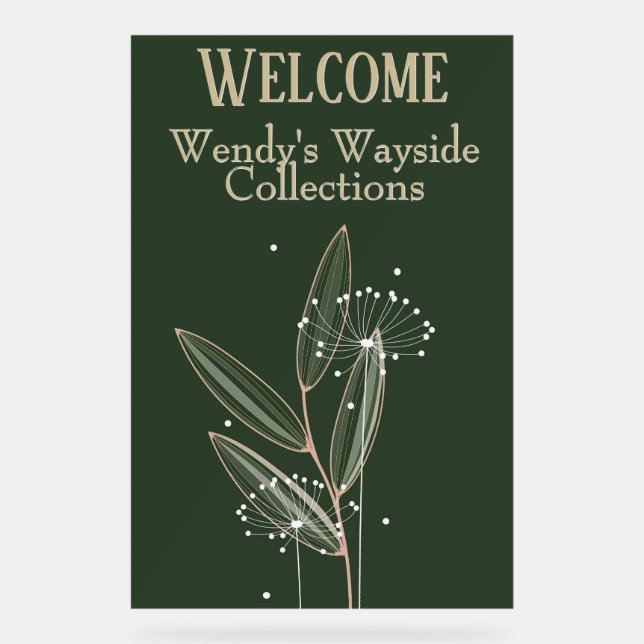 Einfache Touch der Natur Willkommen Name Acrylschild (Vorderseite)