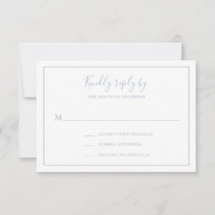 Einfache traditionelle Hochzeit in Dusty Blue RSVP Karte