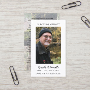 Einfache Trauer-Gedenk-Karten mit 2 Fotos Visitenkarte
