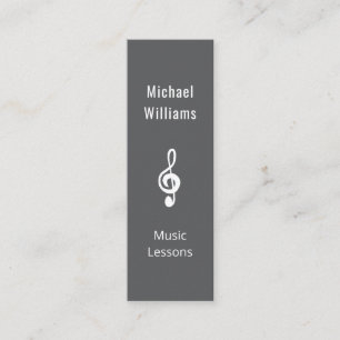 Einfache Treble Clef QR Code Gray Music Lessons Mini Visitenkarte